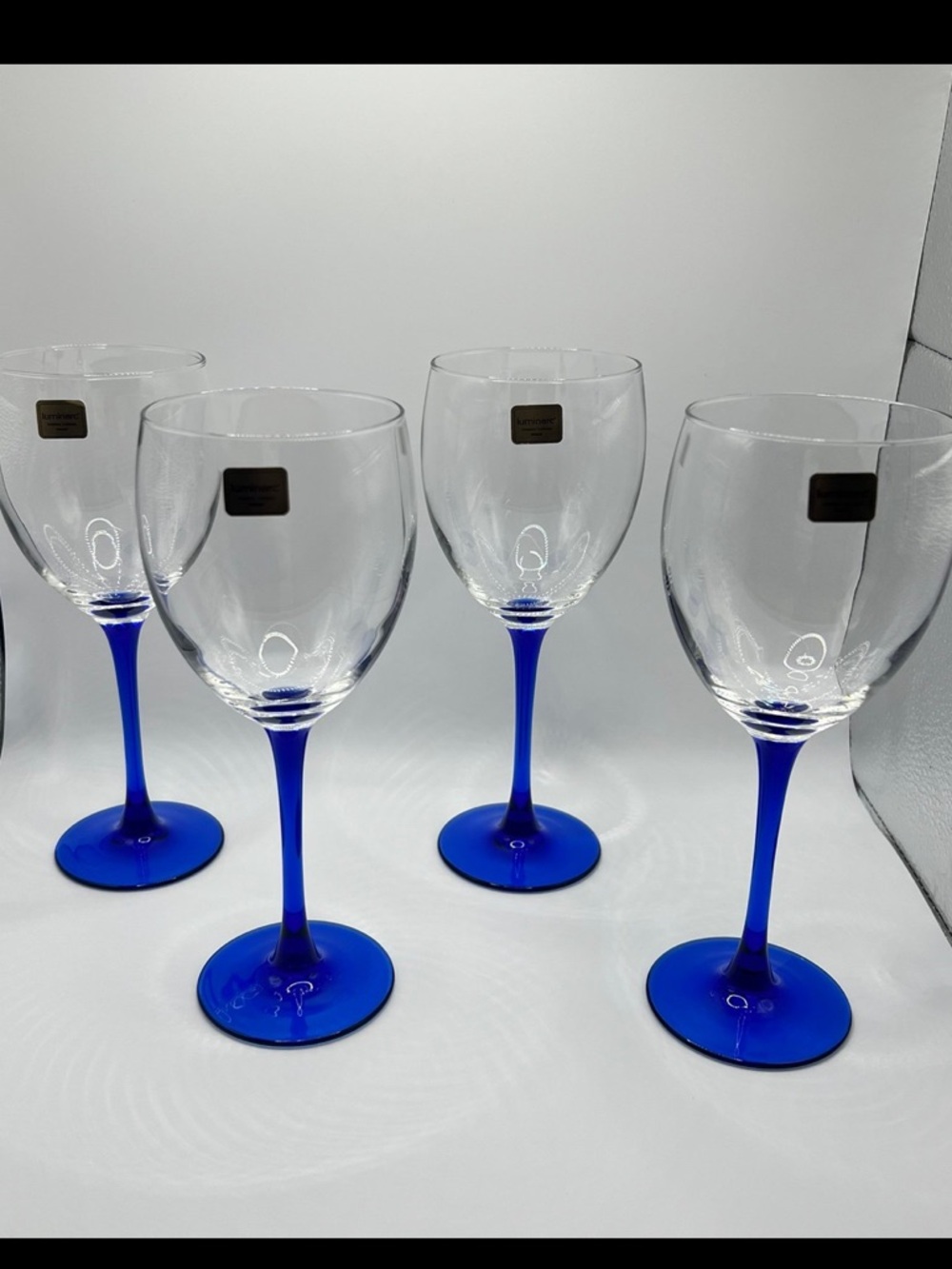 Vintage Luminarc Oceane Saphir Wine Glasses ~ Set of 4